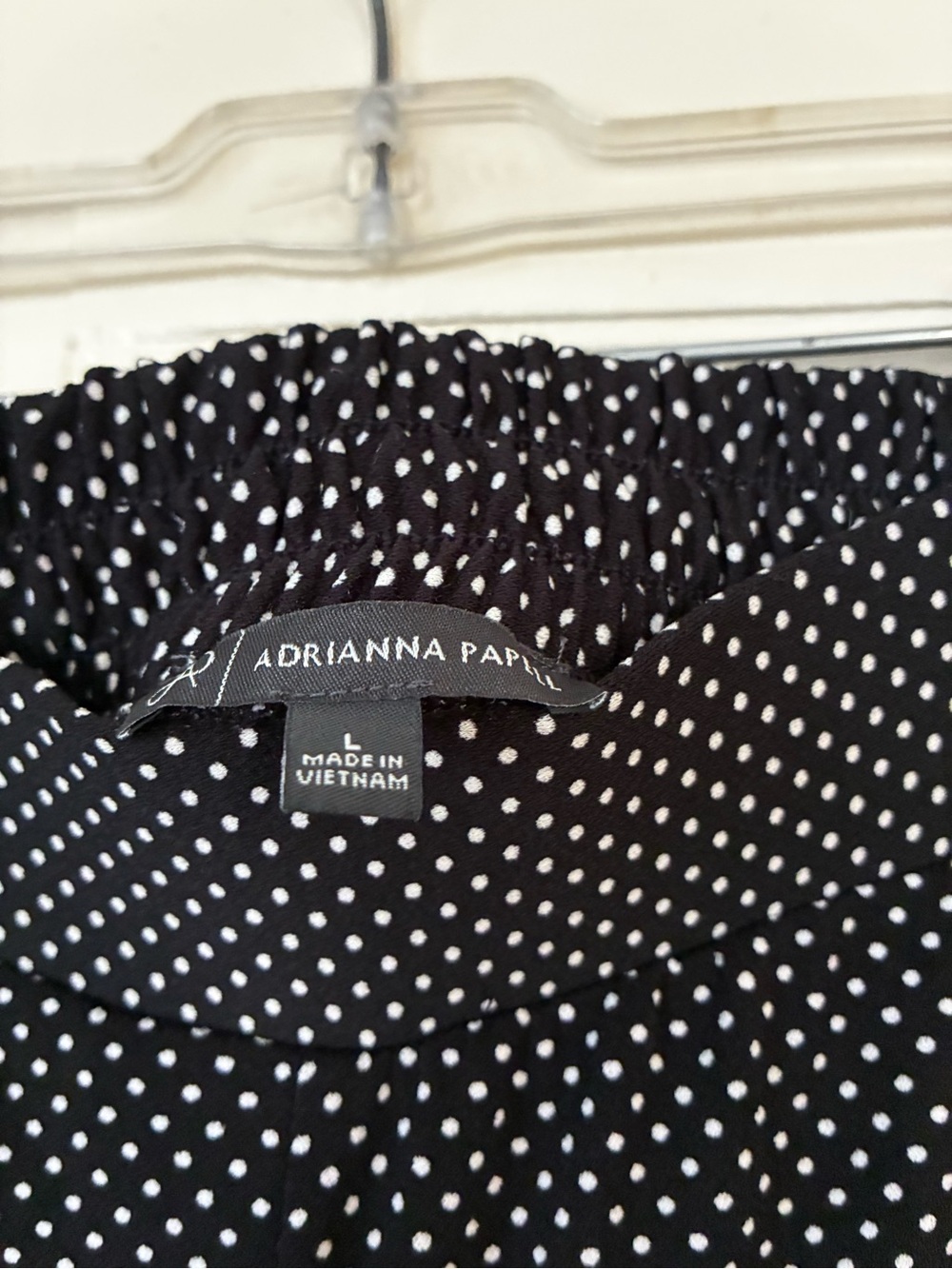 Adrianna Papell Black Wide-Leg Pants with White Polka Dots - Picture 2 of 5